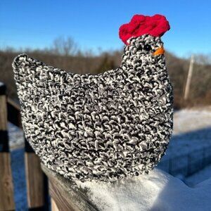 Farm House Crochet Chicken Plush Speckled Amigurumi Handmade Gift Easter